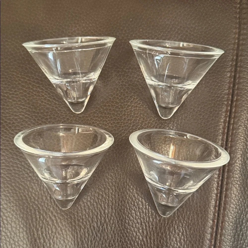 Votive or Tea Light Candle Holder w/4 Glass Cups on an Arched Metal Holder
